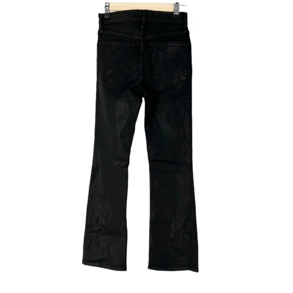 NWT Madewell Mid-Rise Kick Out Crop Jeans in True Black Wash: Coated Edition - Picture 4 of 8